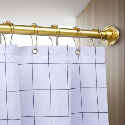 Industrial Shower Curtain Rod - 2-in-1 Design Tension Curtain Rod - Rustproof Non-Slip 43 to 72 Inch Metal Steel, Light Gold Window Curtain Rod - color: Light Gold, size: 43-72 Inches