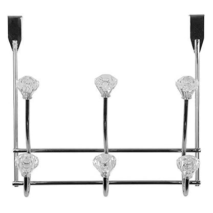 Home Basics 3 Hook Over the Door Hooks with Crystal Knobs, Organize Clothes, Coats, Robes, Towels For Bedroom, Bathroom Or Closet, Chrome - size: 3 Hooks