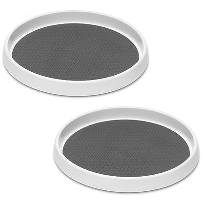 2 Set, 10 Inch Non-Skid Lazy Susan Organizers - Turntable Rack for Cabinet, Pantry Organization and Storage, Kitchen, Fridge, Bathroom Makeup Vanity Countertop, Under Sink Organizing, Spice Rack - size: 10 inch - 1 Tier - 2 Pack