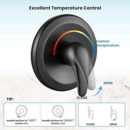 gotonovo Dual Shower Head Kit with Valve 6 Mode Handheld Oil Rubbed Bronze | 6 Mode ABS Rain Head 6 Mode ABS Handheld Spray 2 in 1 Bathroom Trim Kit Pressure Balance Valve Shower Head and Handle Set - color: Bronze