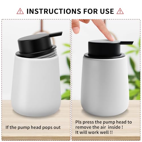 Soap Dispenser Ceramic with Easy-to-Press Pump Hand Lotion Liquid Dispenser for Shampoo Bathroom Kitchen 12 oz Black White - color: Blackwhite