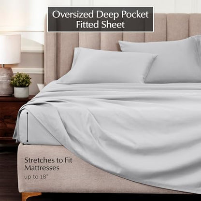 SUPERIOR Egyptian Cotton 4 Piece Sheet Set, Luxury 1000 Thread Count, Modern Design, Sustainable Sheets, Ultra-Soft Basics, Solid, Deep Pocket Fitted Sheet, Flat Sheet, Pillowcases, Full, Platinum - color: Platinum 01, size: Full