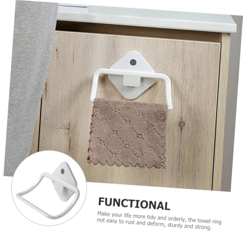 OSALADI Wall-Mounted Towel Ring White Punch-Free Adhesive Towel Holder for Bathroom Kitchen Self-Adhesive No-Drill Quick-Drying and Multi-Functional