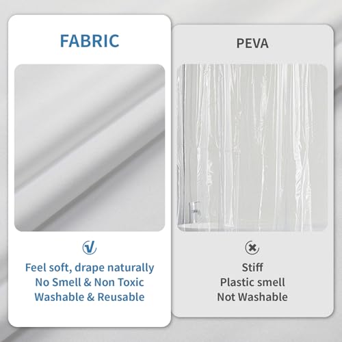 2 Pack Water-Repellent Fabric Shower Curtain Liner, 48x72 White | 100% polyester, 3 Magnets, Rustproof Grommets & Weighted Hem, quick-dry, machine washable, hotel quality for bathroom - color: White, size: 48"W x 72"L (Pack of 2)