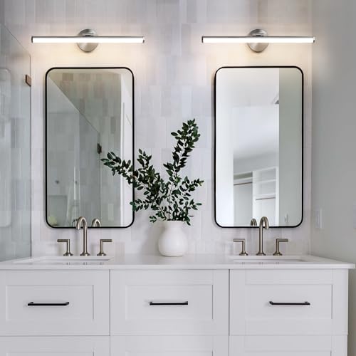 KAISITE Bathroom Light Fixture Over Mirror 22IN Brushed Nickel Vanity Lighting Fixture Dimmable LED Vanity Light Rotatable Modern Bathroom Light Bar 18W 3000K - color: Brushed Nickel, size: 22 Inch