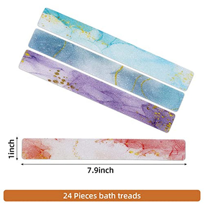 Secopad Anti Slip Colorful Shower Strips 24 PCS Bathtub Strips Adhesive Decals for Bath Tub Shower Stairs Ladders - color: Blue
