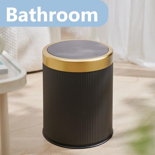 URALFA 2PCS Bathroom Trash Can Automatic Touchless, Motion Sensor Trash Can | 2.8 & 3.7 Gallon Bathroom Garbage Can with Lid, Smart Waterproof Trash Bin for Bedroom, Office, Restroom, Black and Gold - color: Dark Grey