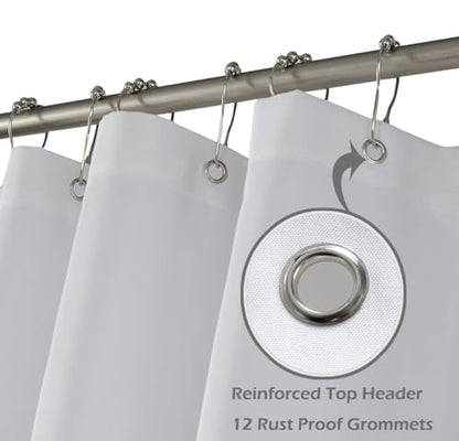 N&Y HOME 108 inch Extra Long Shower Curtain or Liner, Hotel Quality, Washable Fabric, White Bathroom Curtains with Grommets, 72x108 - color: White, size: 72"W x 108"L (Pack of 1)