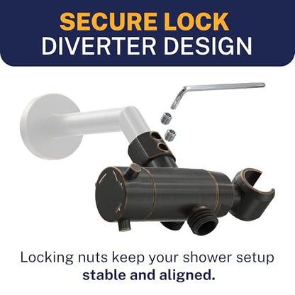 HammerHead Showers Solid Metal 3-Way Shower Diverter Valve with Shower Head Holder, Universal Splitter for Handheld Spray Wand and Rain Showerhead, Oil Rubbed Bronze - color: Oil Rubbed Bronze