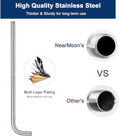 NearMoon Shower Arm, Extra Extension Arm with Flange, Stainless Steel Wall-Mounted Showerhead Extender Pipe (24 Inch, Brushed Nickel) - color: Brushed Nickel, style: 24 Inch