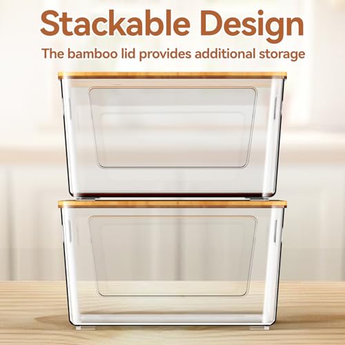 spospo 2 Pack Trash Bag Holder with Bamboo Lid Stackable Trashbag Dispenser | Extra Large Garbage Bag Holder for Kitchen Laundry Room Under Sink Organization and Storage - size: 2 Pack