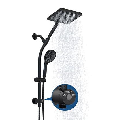 Rain Shower Head with Handheld High Pressure rainfall Shower Heads with Handheld Spray Combo,Black - color: Black