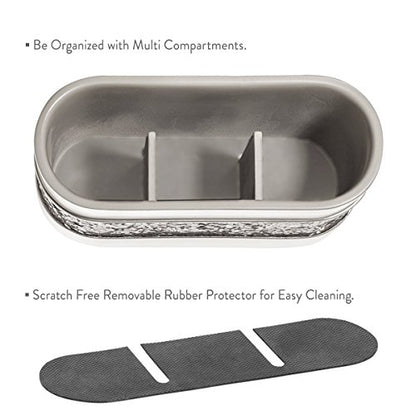 Creative Scents Crackled Glass Silver Toothbrush and Toothpaste Holder for Bathroom - Decorative Bathroom Counter Electric Toothbrush Organizer, 3 Slot, Makeup Brush Holder - style: Bathroom Organizer