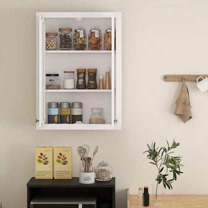 HOMCOM Bathroom Wall Cabinet Modern Medicine Cabinet Wall Mounted White | Over The Toilet Space Saver, 2 Doors, 2 Adjustable Shelves