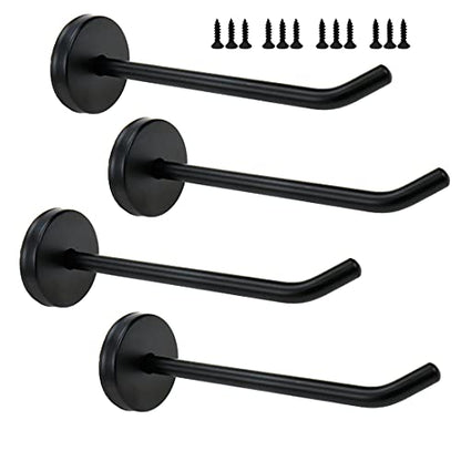Coat Hooks Wall Mount Hook,Stainless Steel,120mm/5 Long,Black-4pcs | Long Single Hook with Screws Robe Hanger Fit for Kitchen, Bedroom & Living Room - size: 5 inch Length - Pack of 4