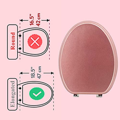 Elongated Toilet Seat Wood Toilet Seat Prevent Shifting with Zinc Alloy Hinges American Standard Size Toilet Seat Easy to Install also Easy to Clean (Elongated,Sparkling Queen Red) - color: Queen Red, size: Elongated