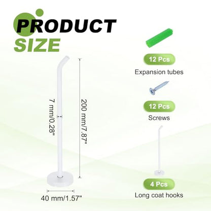 uxcell 4Pcs 8 Inch Coat Hooks, Stainless Steel Long Nose Wall Mount Hook, Robe Towel Hangers with Screws for Livingroom Bathroom Closets and Wardrobe, White - color: White, size: 8 Inch