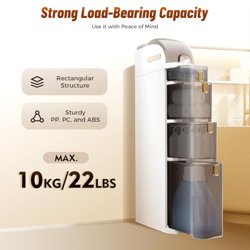 Narrow Bathroom Storage Cabinet 4-Tiers Bathroom Storage Cabinet with Removable Wheels for Small Spaces, Bathroom, Kitchen, Laundry - size: 16.14*7.09*38.58 in-4 tiers