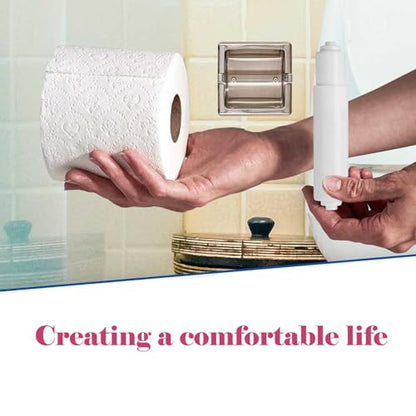 2 Pack White Toilet Paper Holder,Plastic Toilet Tissue Roll Holder Insert in Household Restaurant Toilet Replacement Roller Spring Loaded Rod - color: 2pcs-extended Version