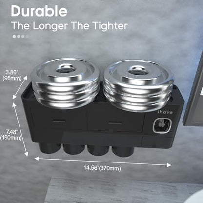 iHave Toothbrush Holders Wall Mounted with Toothpaste Dispenser & 4 Cups | All-in-One Bathroom Organizer: 4 Cups, 7 Slots, Toothpaste Dispenser, Large Tray & Drawer. Wall Mount, No Drilling Required - color: Black, size: 4 cup