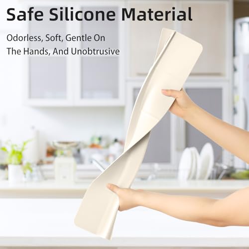 23" Ultra Silicone High Sink Splash Guard, Beige | Released in 2026, Self-Draining Water Splash Guard, for Kitchen Sink&Bathroom&Island, 3.5" Splash Guard, 7 Strong Suction Cup - color: Beige