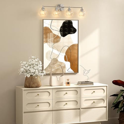VONLUCE 4 Light Bathroom Vanity Light Fixtures, Brushed Nickel Finish | Globe Glass Shades, E26 Sockets, Easy to install, ETL Certificated, Vanity Lights for Bedroom Hallway Living Room - color: Nickel, size: 4-Light