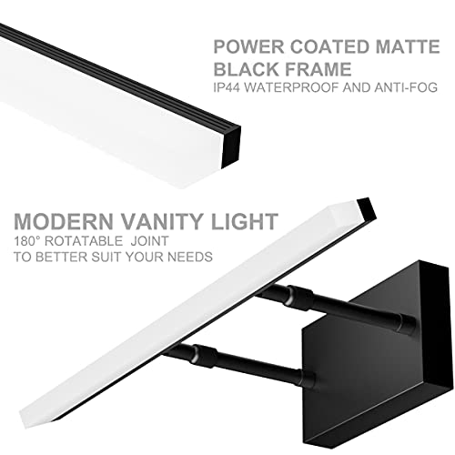 Aipsun 19.7 inch Modern Black Vanity Light Adjustable LED Bathroom Light Fixture Over Mirror Rotatable Vanity Lighting 5500K - color: Black, size: 19.7 in