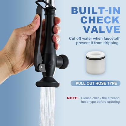 Pull Down Kitchen Faucet Replacement Head, Spray Head with Stream & Spray Functions, High-Pressure Anti-Clog Nozzle, Easy Install, Matte Black, Fits Most Kitchen Faucets - color: Commercial Style Spray Head - Matte Black