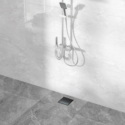 Linear Shower Drain - 6 Inch Matte Black, with Tile Insert Panels | AISI 304 Stainless Steel Shower Drain with Adjustable Feet, Hair Catcher, Rectangle Shower Floor Drain Fits Bathroom, Balcony - color: Matte Black, size: 6 Inch