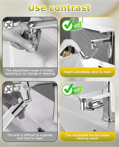 2 Pcs U Shaped Faucet Extender, 1440° Rotatable Adapter 2 Modes Adjustable 360° Rotating Aerator Extension for Kitchen Bathroom Sink