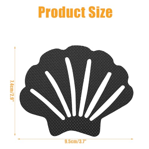 12 Pcs White and Black Bathtub Stickers Non Slip | Shell Shaped, Safety Shower Treads, Adhesive, For Bathroom Bathtub & Shower Floor - color: White and Black