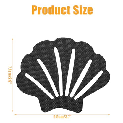 12 Pcs White and Black Bathtub Stickers Non Slip | Shell Shaped, Safety Shower Treads, Adhesive, For Bathroom Bathtub & Shower Floor - color: White and Black