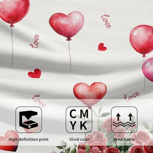 Giwawa Watercolor Valentine Truck Hand Towel Red Rose Flowers Kitchen Towels Love Heart Cotton Towel Set of 2 - color: Valentine Rose Truck-red, size: 28.3" x 14.4"(Pack of 2)