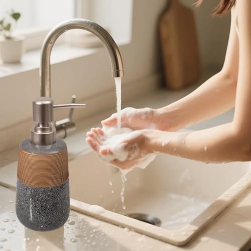 Hand Soap Dispenser, Ceramic Liquid Soap Dispenser for Bathroom Countertop Dish Hand Soap Dispenser for Kitchen Sink, Bathroom Lotion Bottle Dispensers Boho Kitchen Home Decor,15 OZ Grey - size: 1 x 15 Oz Soap Dispenser Grey
