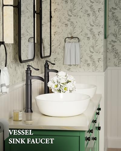 Matte Black Vessel Sink Faucets Waterfall Bathroom Faucet Single Handle | 1 Hole Brass for Lavatory Farmhouse with Pop Up Drain Mixer Tap Without Overflow Supply Line by Homevacious - color: Matte Black