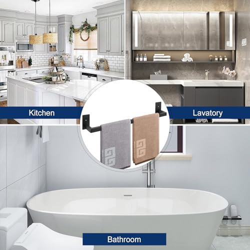 NearMoon Self Adhesive Bathroom Towel Bar, Stainless Steel Square Bath Wall Shelf Rack Hanging Towel Stick On Sticky Hanger Contemporary Style, Towel Rack Wall Mounted (24 Inch, Matte Black) - color: Matte Black, size: 24 Inch