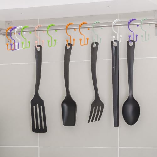 36 Pcs Colorful Shower Curtain Hooks,304 Stainless Steel Shower Rings Rust Proof Balanced Double Glide Shower Hooks for Curtain Bathroom Kitchen, etc(6 Colors)