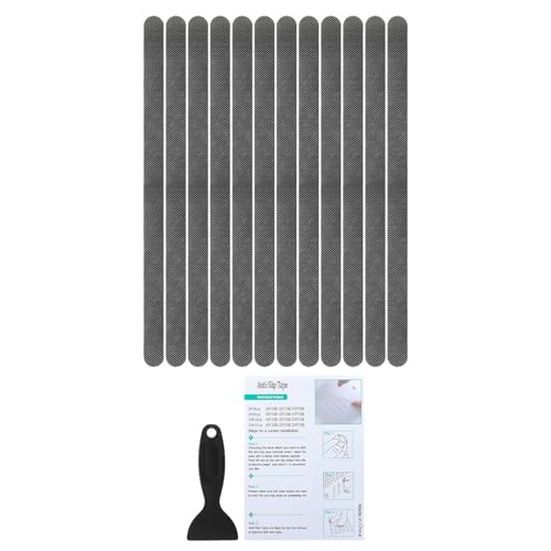 PATIKIL Bathtub Non Slip Stickers 14.96x0.79 Inch, 12 Pack Safety Shower Floor Anti Slip Stickers with Adhesive Decals Scraper for Bath Tub Shower Floor Stair, Gray - color: Gray, size: 38x2 cm/14.96x0.79"