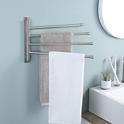 KES KES 13.8 Inch Swivel Towel Rack Brushed Toilet Paper Holder Coat Hook with Multi Three Foldable Arms, A2102S4-2+A2175S12-2-SL+A5060-2-SL