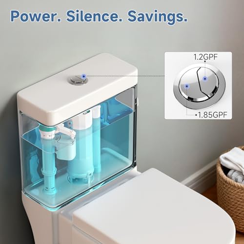 Compact One Piece Toilet with Soft-close Seat Lid, Power Dual Flush 1.2/1.85 GPF, Modern Standard White Toilet Bowl, Smart Toilet For Bathroom, 12'' Rough-in - style: BH-22
