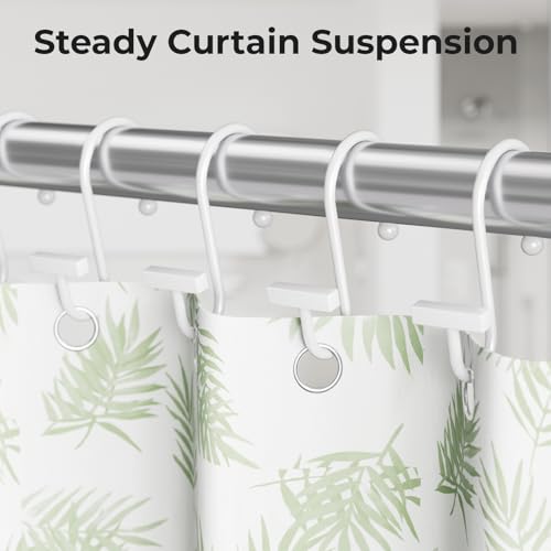 Bathway Shower Curtain Hooks, Shower Curtain Rings Rust Proof, 12PCS Shower Hooks for Shower Curtain, T-Bar Design Convenient Elegant Shower Curtain Hangers for Bathroom Kitchen Wardrobe, White - color: White
