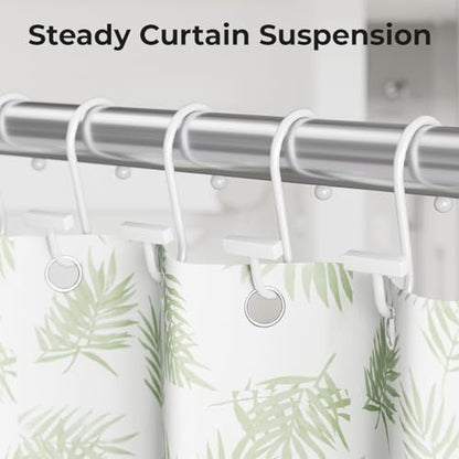 Bathway Shower Curtain Hooks, Shower Curtain Rings Rust Proof, 12PCS Shower Hooks for Shower Curtain, T-Bar Design Convenient Elegant Shower Curtain Hangers for Bathroom Kitchen Wardrobe, White - color: White