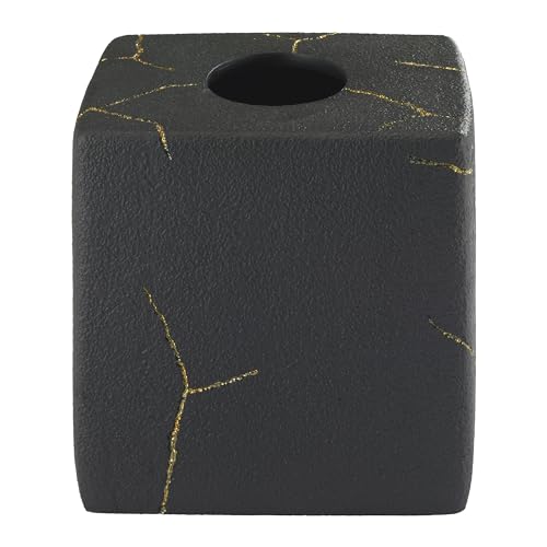 Nicole Miller - Tissue Box Cover, Resin Countertop Accessories, Dorm Room Essentials (Sydney Collection, Black/Gold) - size: Tissue Box Cover