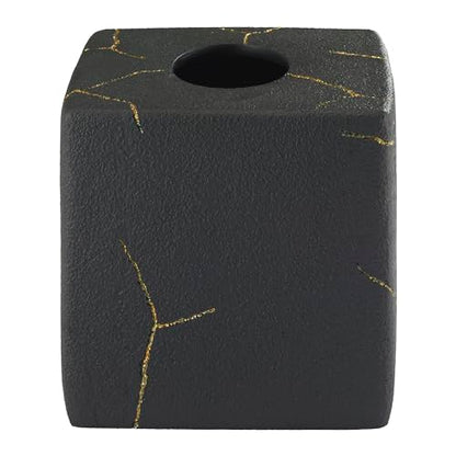 Nicole Miller - Tissue Box Cover, Resin Countertop Accessories, Dorm Room Essentials (Sydney Collection, Black/Gold) - size: Tissue Box Cover