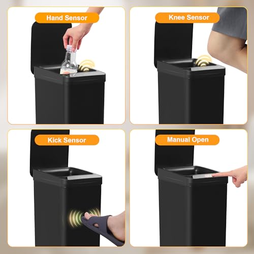 2 Pack Touchless Bathroom Trash Can for Kitchen Hanging Trash Can 2.6 Gallon Automatic Motion Sensor Rubbish Can Narrow Small Garbage Bin for Kitchen, Toilet, Bedroom, RV(Black,Battery) - color: Black Battery
