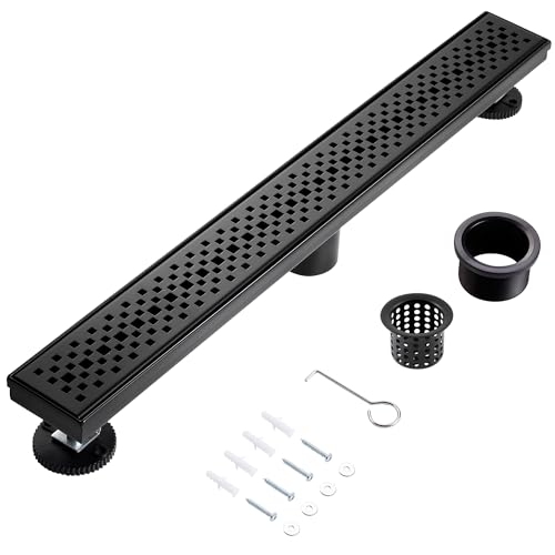Linear Shower Drain, 36 inch Matte Black | Including Hair Catcher and Removable Grate, 304 Stainless Steel, Easy to Install and Clean (Drain Base Not Included) - color: Matte Black, size: 36 inch