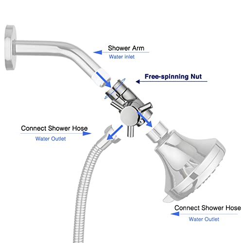 PDPBath Brass 3 Way Shower Arm Diverter Valve for Handheld Shower Head and Fixed Shower Head, G1/2 Universal Connection - Chrome - color: Chrome-1