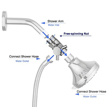 PDPBath Brass 3 Way Shower Arm Diverter Valve for Handheld Shower Head and Fixed Shower Head, G1/2 Universal Connection - Chrome - color: Chrome-1