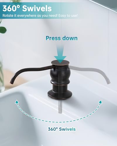 Brass Kitchen Soap Dispenser, Oil Rubbed Bronze in Sink Liquid Dish Soap Dispenser, Under Sink Hand Metal Dispenser Pump, 47.2" Silicone Long Tube for 0.79 "- 1.38" Bottle Mouths - color: Oil Rubbed Bronze, size: With Hose
