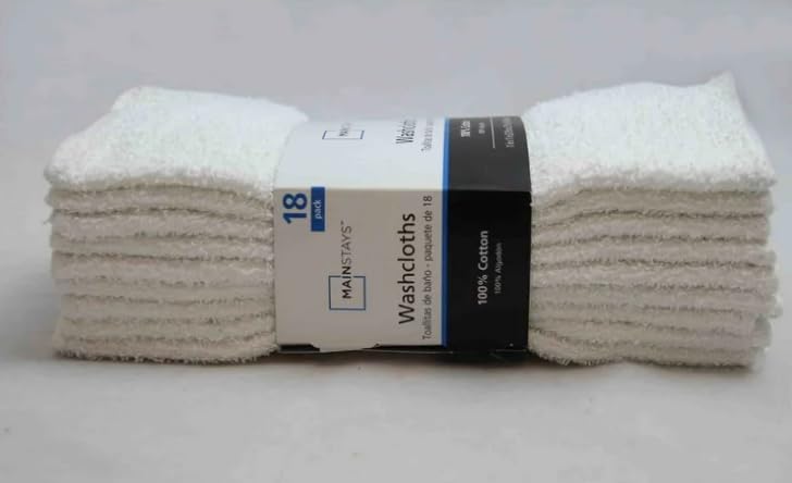 White Cotton Washcloth Pack - 18 Count